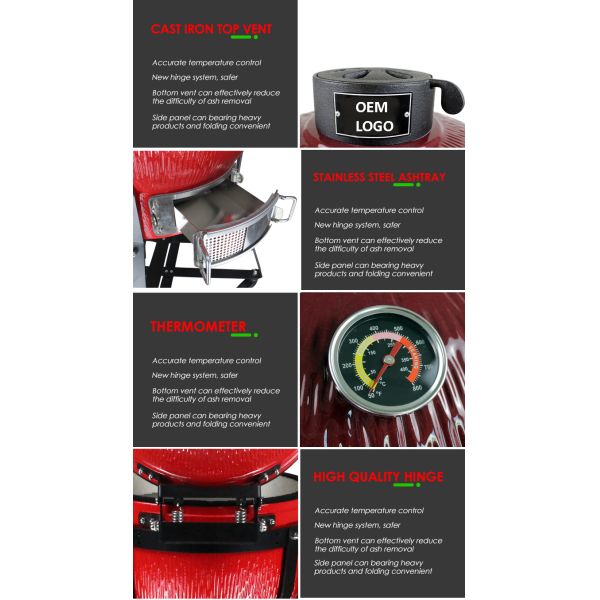 Indoor Kamado Mok Komado Keuken Lighter Kamado Grill Sobremesa Inni Grid Media 21grill Auplex 29 Inch BBQ Charcoal Grill Smoker