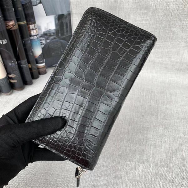 Genuine Real True Crocodile Belly Skin Male Clutch Purse Men's Long Wallet Authentic Alligator Leather Large Card Holder