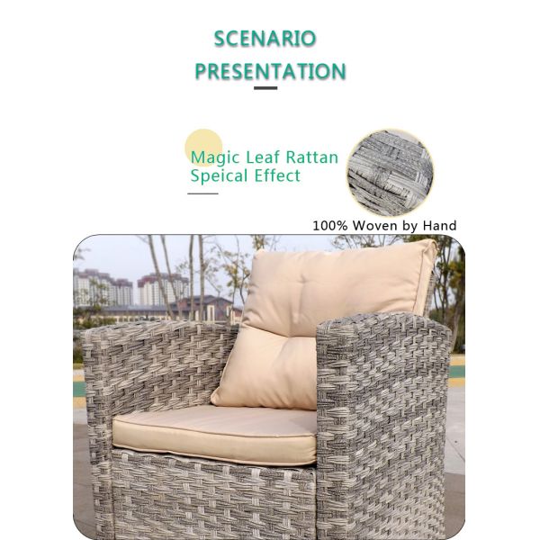 Rectangular Aluminum Frame Rattan Outdoor Sofa Chair Coffee Table Set UV Weather Resistant High Quality Furniture