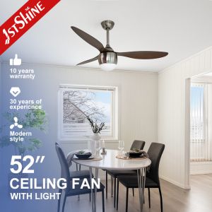 Metal Ceiling Fan with Light 3 ABS Wooden Blades Wall Control Black/Brown/OEM