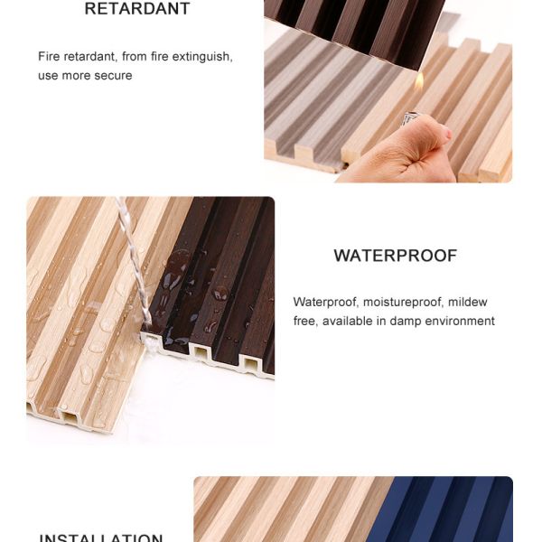 Grooved PVC Wood Plastic Composite Decking Boards 8mm