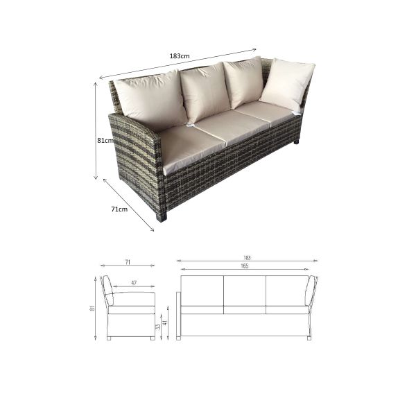 Leisure Outdoor AJUNION 9 Seating PE Rattan Garden Dining Furniture Set with Cushions