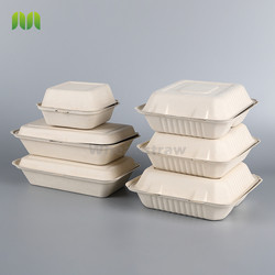 Hot disposable microwave food containers Bagasse pulp food boxes takeaway