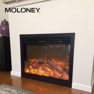 30In Small Electric Fireplace Bevel Edge Simulated Charcoal LED Light Wood