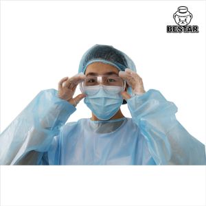 Level 2 SPP PE 35gsm Plus Size Disposable Surgeon Gown With Knitted Cuff