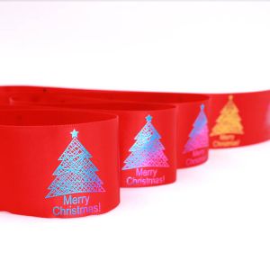 Red Satin Polyester Foil Custom Logo Print Ribbon