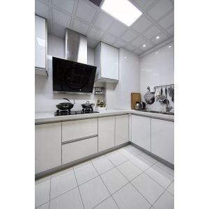 L Shape Plywood Kitchen Cabinets with Quartz Countertop