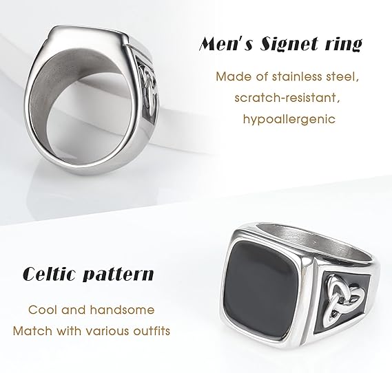 Black Enamel Mens Stainless Wedding Bands Size 5 - 10 Stainless Steel Wedding Band