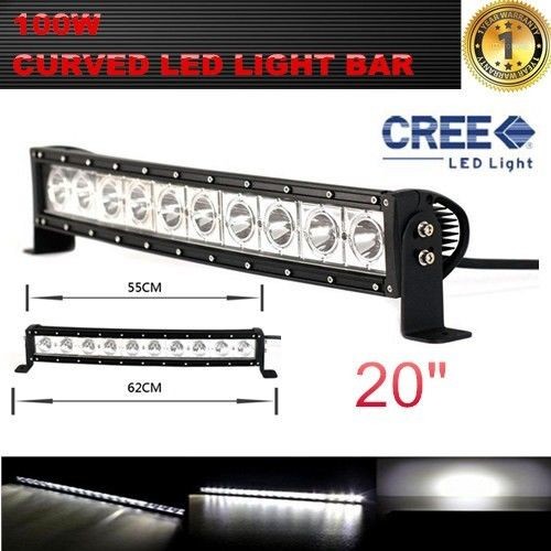 Single Row 20-Inch 9000lm 100W Curved Cree LED Offroad Light Bar 4WD Boat UTE Driving ATV