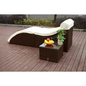 Adjustable Resin Wicker Lounge Chair Set , Beach Chaise Lounge