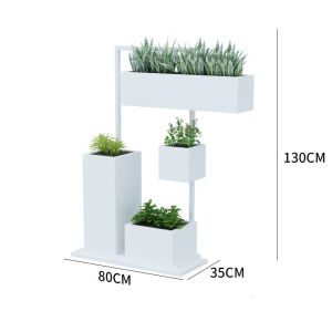 Garden white large outdoor flower pots stand and planters set