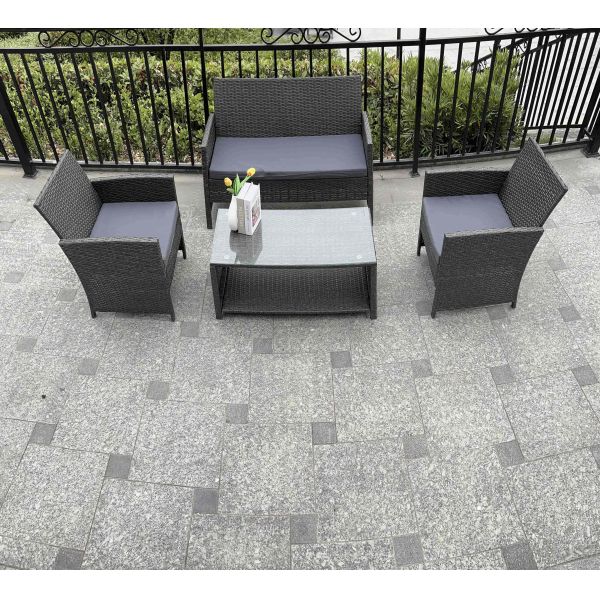 Weather-Resistance 4pcs Outdoor Rattan Sofa Set/ Wicker Garden Furniture Coffee Table and Rattan Chairs for Pool