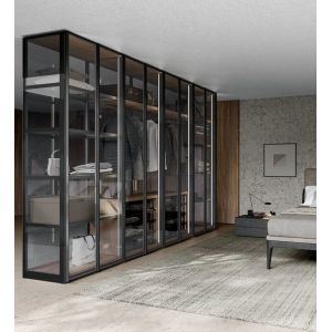 Modern Customized Glass Wardrobe Fitted Bedroom Closet