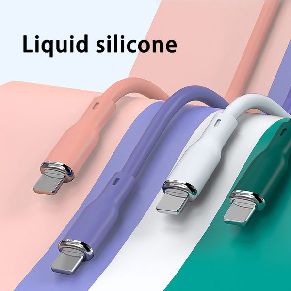 3A Output Silicone USB Charging Cable Pink / White / Blue / Black / Green Color