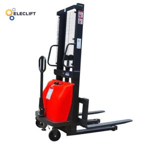 1000KG Load Capacity Semi Electric Pallet Stacker 1400mm Turning Radius