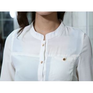 Button Up Womens Shirts Blouses , Long Sleeve v-Neck Shirt