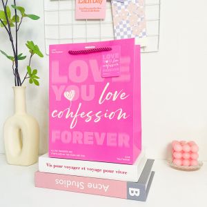 Gift Bag Set Premium Textured Cardboard Packaging Rope Handle Design Romantic