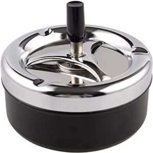 Round Push Down Smokeless Cigarette Ashtray with Spinning Tray