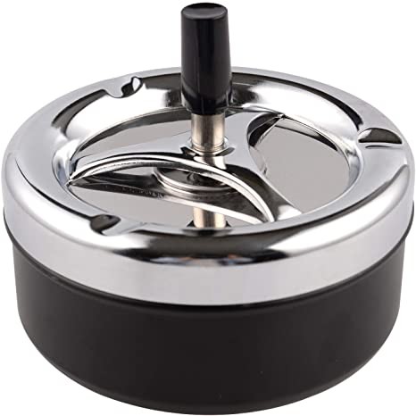 Buy Round Push Down Smokeless Cigarette Ashtray with Spinning Tray at wholesale prices