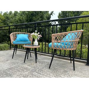 Waterproof Rattan Coffee Table Chair Sets For Garden And Patio Rattan Woven