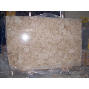 Light Cream Engineered Stone Countertop , Polished Marble Tile Kitchen