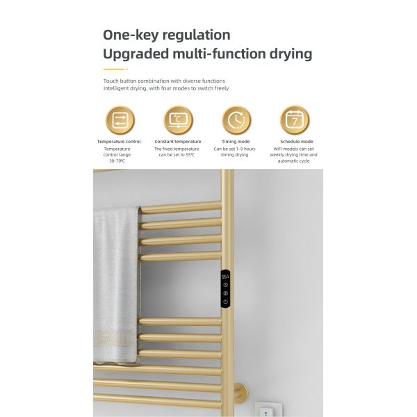 Stainless Steel 10 Bars HEATED Towel Rail Warmer Radiator for Smart Electric Water Heating