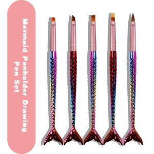 Quality Professional 100% Kolinsky Mermaid Penholder Drawing Pen Set with Acrylic Nail Brush for sale