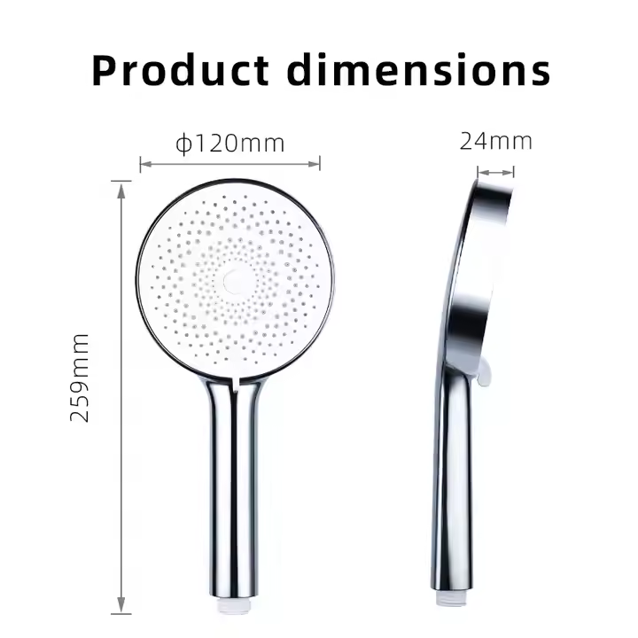 Round Shape Handheld High Pressure Bathroom Hand Held Shower Head With Easy To Clean Silicone Jets