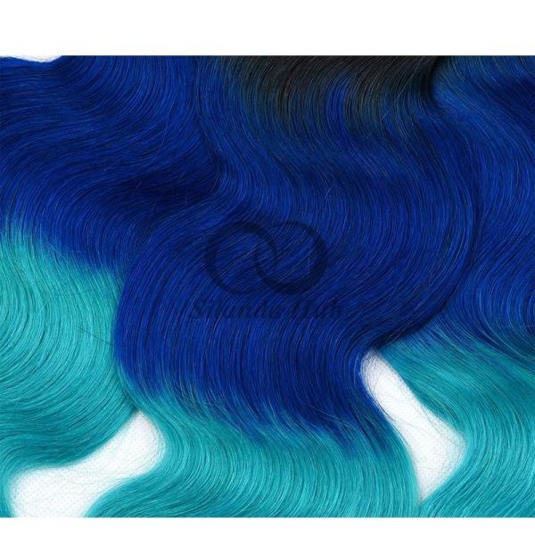 #T1B/Blue/Light Blue Body Wave Remy Human Hair Bundles Sew In Weave Bundles Brazilian Bundle Deals