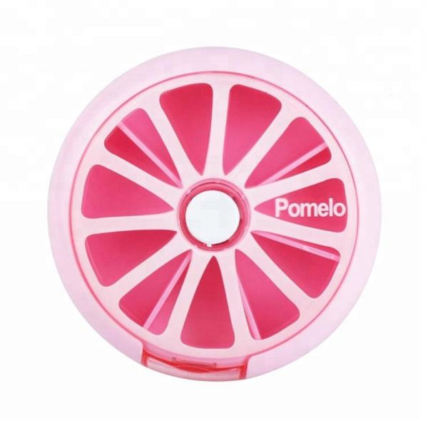 Orange Multi Mini Medicine Pill Dispenser Box One Month 28 Cases Travel Tablet Container