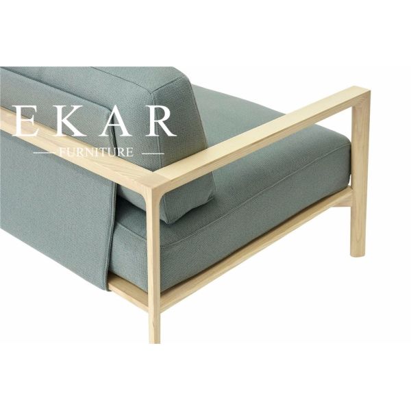 European Modern Wooden Frame Cream White Fabric Sofa 3 Seater Couch