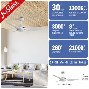 Modern Design LED Ceiling Fan Smart Remote Control and Fancy Design with White