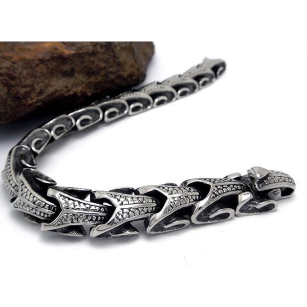 Men's Titanium Stainless Steel Bracelet Vintage Style 8 Inches (JCE245)