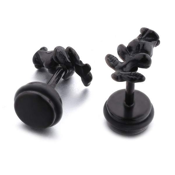 Women Black Plated Stainless Steel Earrings Rose Fashion Jewelry Earrings