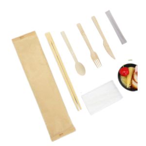 Disposable Bamboo Cutlery Biodegradable Cutlery Set With Napkin And Toothpick
