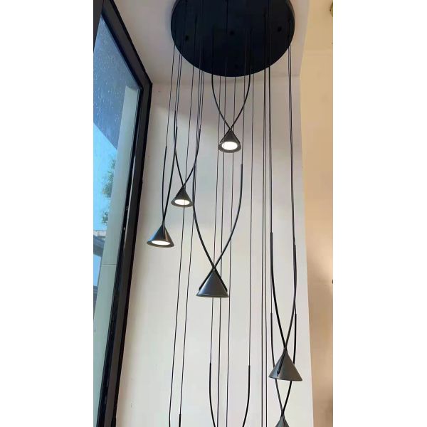 Modern Indoor Dining Room Black Pendant Restaurant Showroom Ceiling LED Chandelier