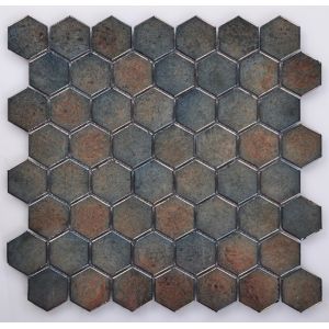 Quality GH4449 Hexagonal Shape Iridescent Glass Mosaic for sale