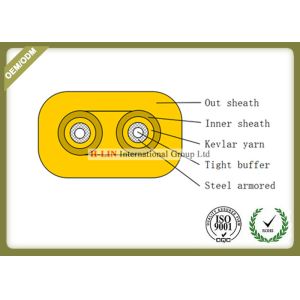 Flat Twin Duplex Armored Indoor Fiber Optic Cable For Connection Network