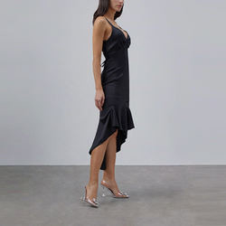 Women Silk Slip Dress Elegant Customized Asymmetric Backless Dresses