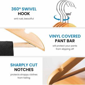 handcrafted Wooden Suit Hangers Smooth Finish Solid Wood Coat Hanger