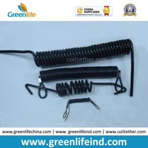 Strong Plastic spiral Coil Lanyard Safety Tethers Black