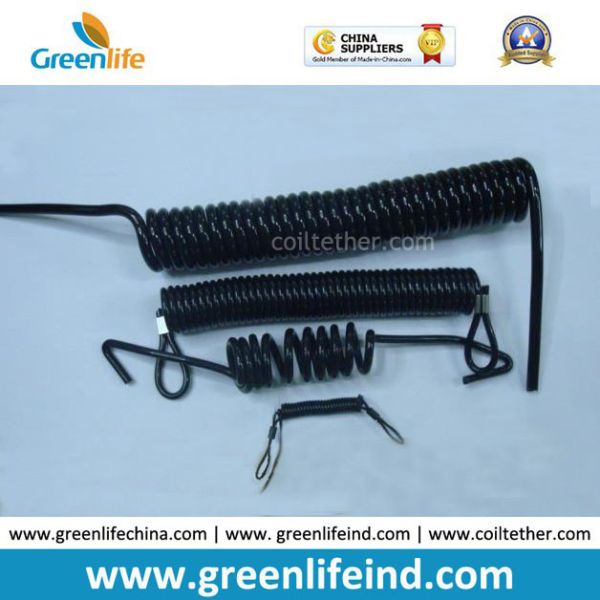 Buy Strong Plastic spiral Coil Lanyard Safety Tethers Black at wholesale prices