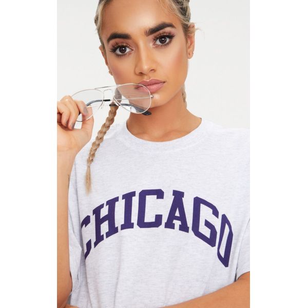 Chicago plus size women T shirt grey
