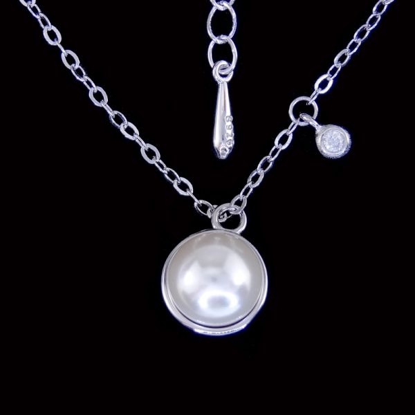 Adorable Silver Pearl Necklace Cat Shape / 925 Silver Freshwater Pearl Necklace