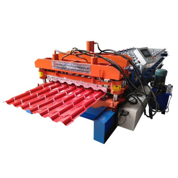 PPGI Roof Glazed Tile Roll Forming Machine Blue / Orange Color With PLC Control