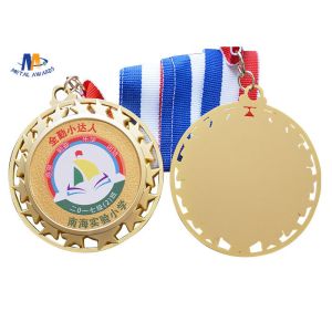 Round Color Painting Zinc Alloy Star Medal 76.2*3MM