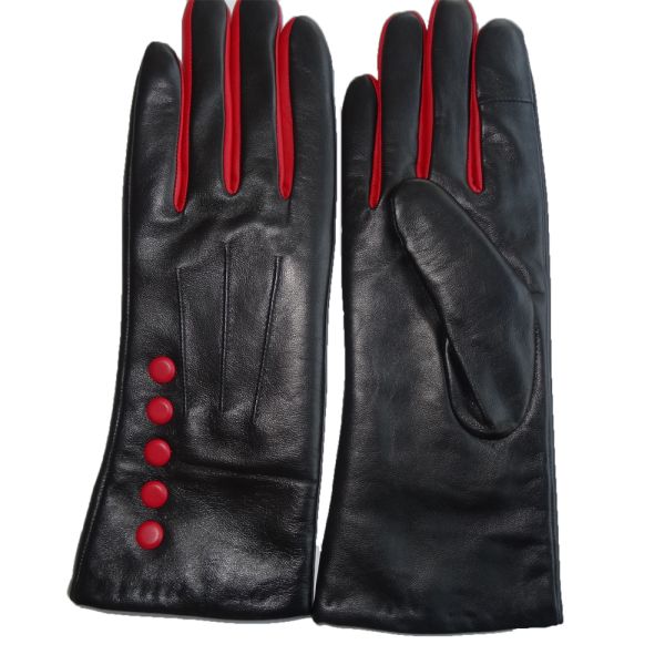 Genuine Women'S Winter Driving Gloves , Leather Ladies Dress Gloves With 5 Buttons