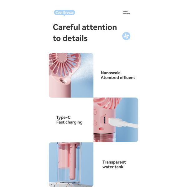 Hand Held Spray Fan Portable Mini Charging Spray Humidification Gift Handheld Small Fan