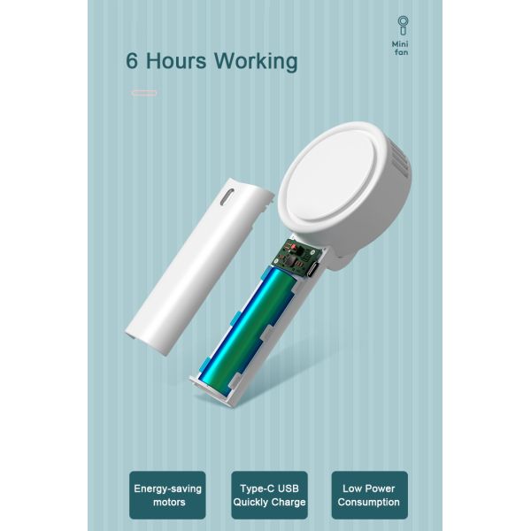 Bladeless Portable USB Handheld Fan 10hrs Outdoor Cooling 180 Degree Rotation