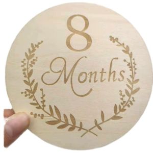 China 13-Piece Newborn Baby Monthly Milestone One-Sided Laser Cut Folk Art Wood Stand for Photographs Home Decor Pattern on sale
